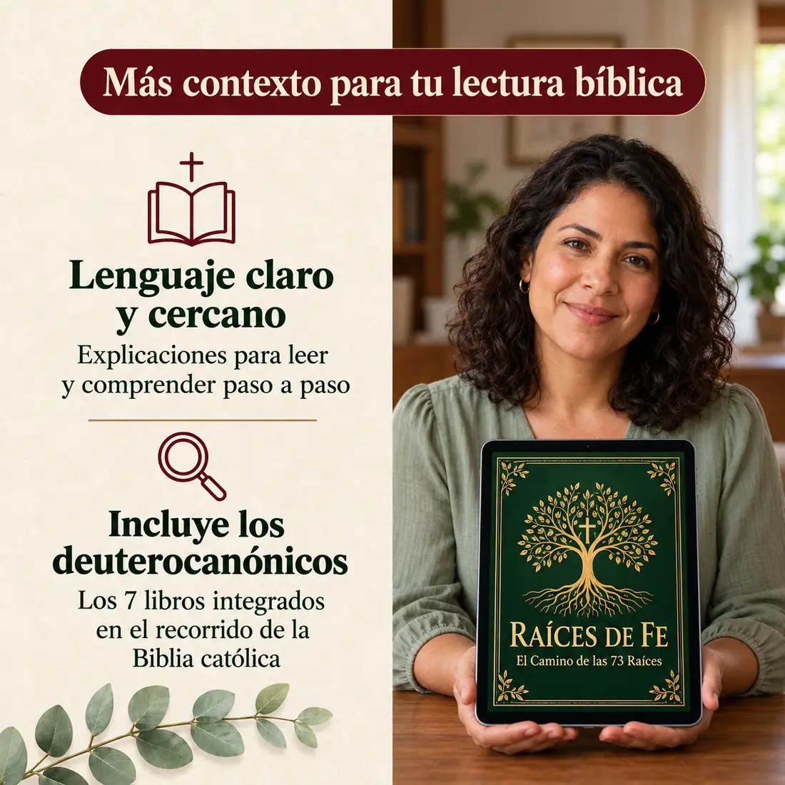 Lectura de Raíces de Fe en tablet